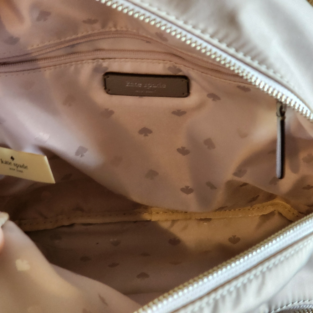 Kate Spade Soft Taupe Medium Backpack with Silver and Leather Accents EUC - Picture 8 of 10